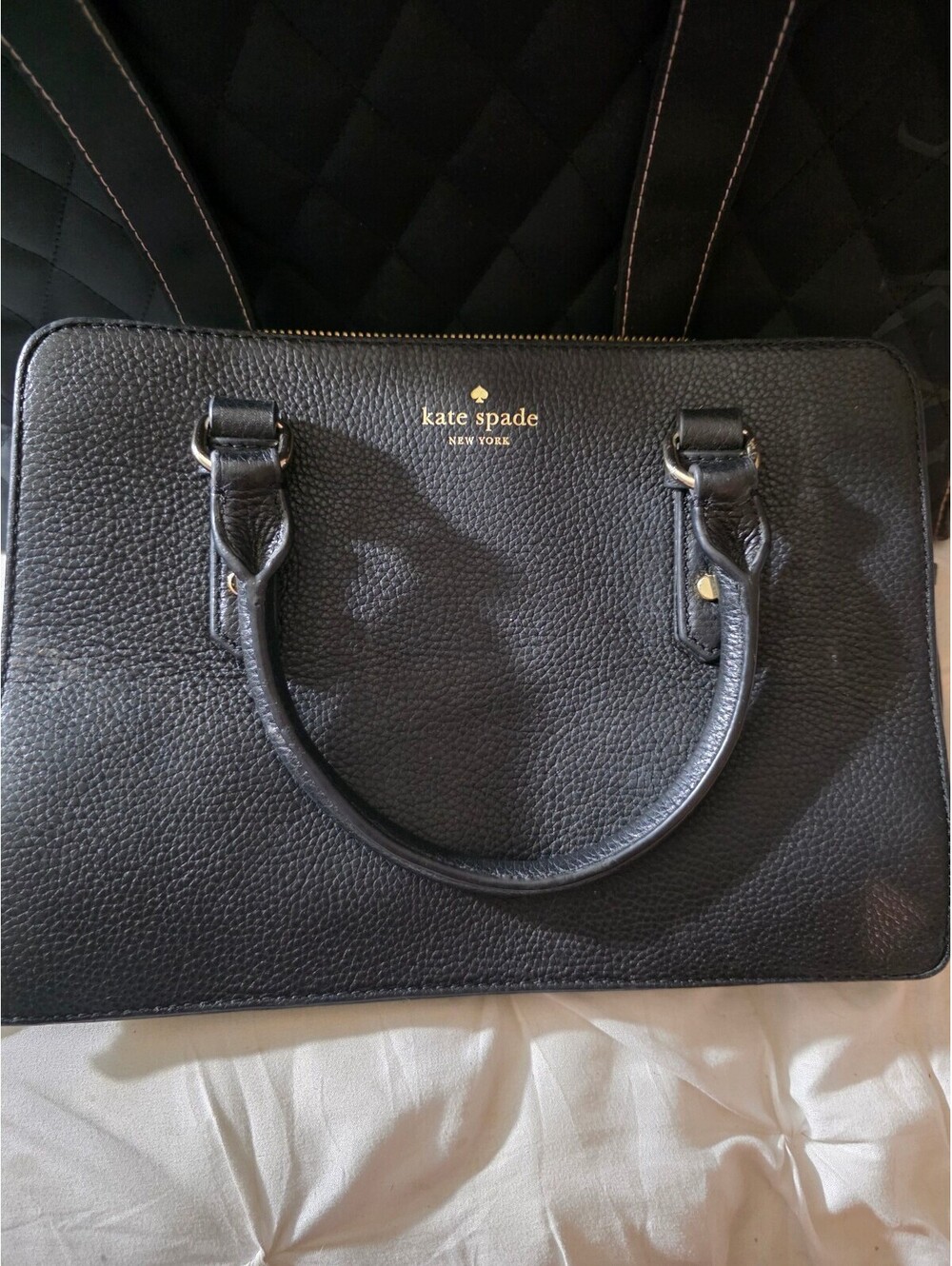 Kate Spade Black Pebbled Leather Satchel Handbag